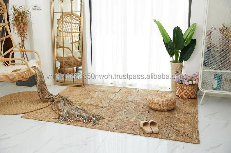 Braided Hand Woven Supply Natural Water Hyacinth Round Cushion Ottoman Made In Vietnam For Decoration