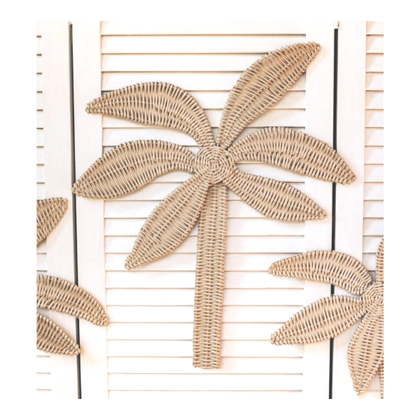 Children's Wall Decor Palm Tree Wicker Wall Palms Large Tropical Set Of Three Palms Made by Vietnamese FBA Amazon