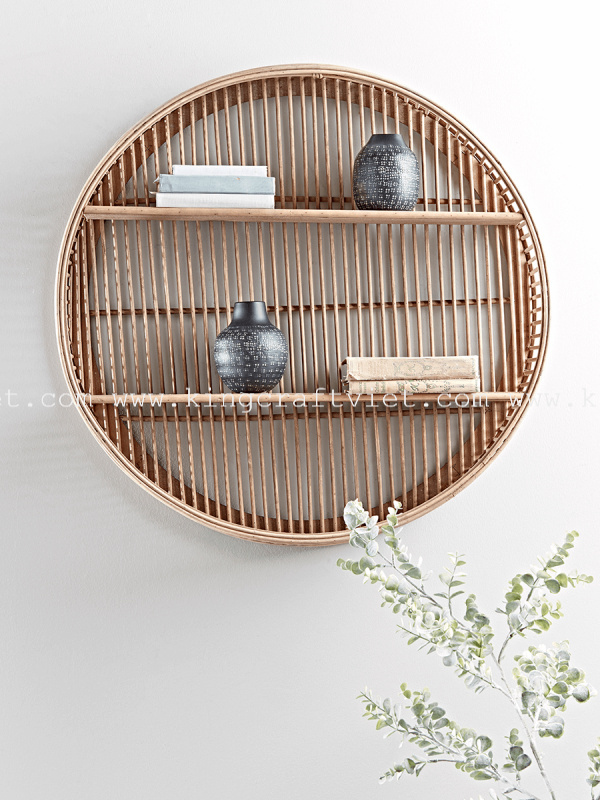 Vietnam Handcraft Wicker Rattan Wall Shelf for Home Decoration Seagrass Storage Basket  from King Craft Viet Wholesale