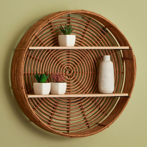 Cheap Price Round Rattan Wall Shelf Round Hanging Plant Stand 100% Bamboo Eco Friendly Natural Wall Shelves Made In Viet Nam