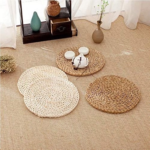 Natural Handmade Water Hyacinth Rattan Set Placemats Coaster For Table Handicraft Wholesale charger plates wicker rattan charger