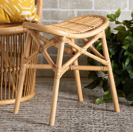 Craftsman Natural Cane Rattan Footstool Chair Living Room Handmade Lounge Chair Rattan Seat Home Natural Wicker Bedroom Chair