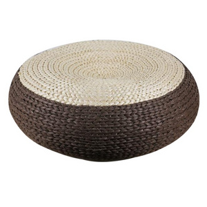 Braided Hand Woven Supply Natural Water Hyacinth Round Cushion Ottoman Made In Vietnam For Decoration