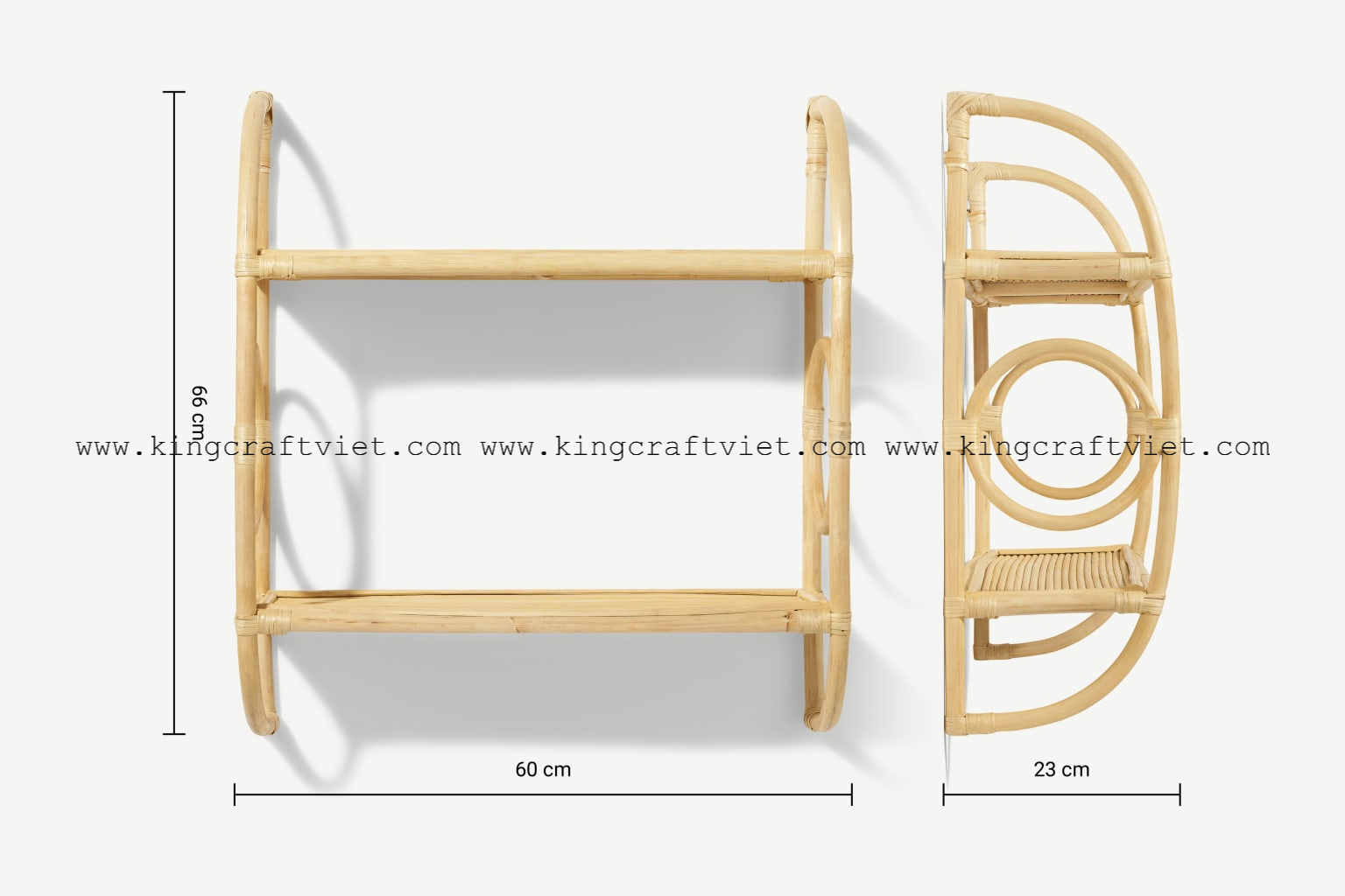 Top Selling 100% Natural Eco Friendly Rattan Shelf Tier Wall-Mounted Storage Shelf Decor Home Bathroom