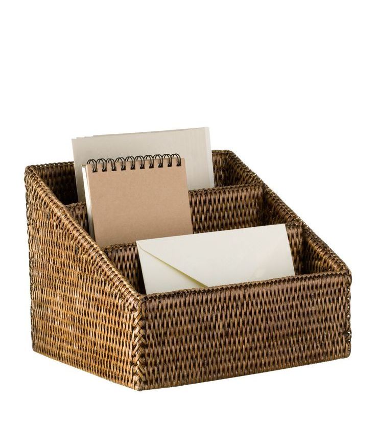 Handicraft Natural Woven Rattan Magazine Holder Wholesale water hyacinth Storage Basket seagrass undershelf cabinet