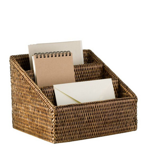 Handicraft Natural Woven Rattan Magazine Holder Wholesale water hyacinth Storage Basket seagrass undershelf cabinet