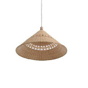 New Design Ceiling Lamp Handwoven Bamboo Rattan Lampshade Pendant Light Home Hotel Decoration Vietnamese Supplier