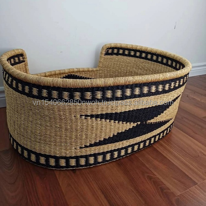 Wholesale Seagrass Dog Bed Puppy Dog Basket Pets Bed House King Craft Viet Manufacturer Handwoven Dog Basket