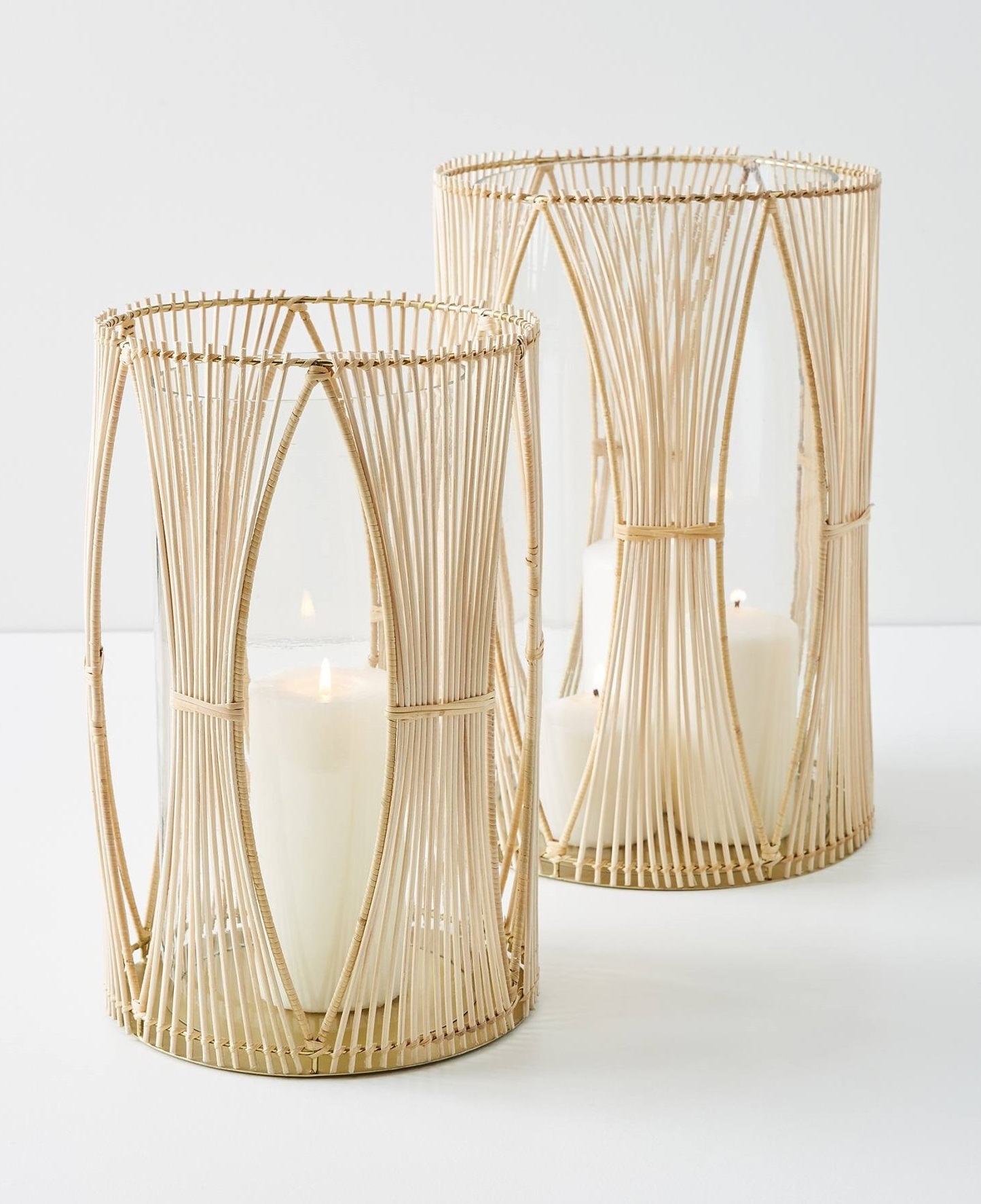 Vietnam Handmade Wicker Rattan Lantern Rustic Bamboo Candle Jars Boho Rattan Candle Holder for Home Decoration Picnic camping