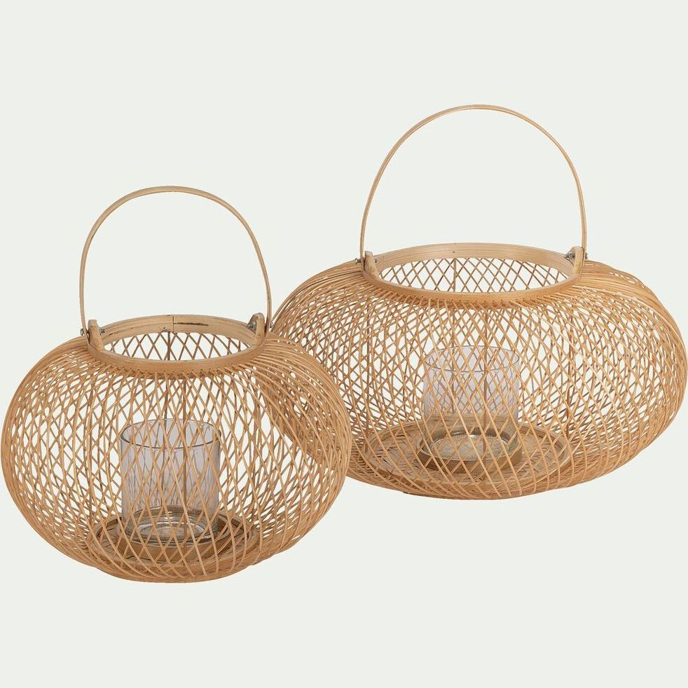 Minimalist Life Style Table Candle Holder Eco-Friendly Vietnam Traditional Handwoven Natural Bamboo Lantern Wholesale Decoration