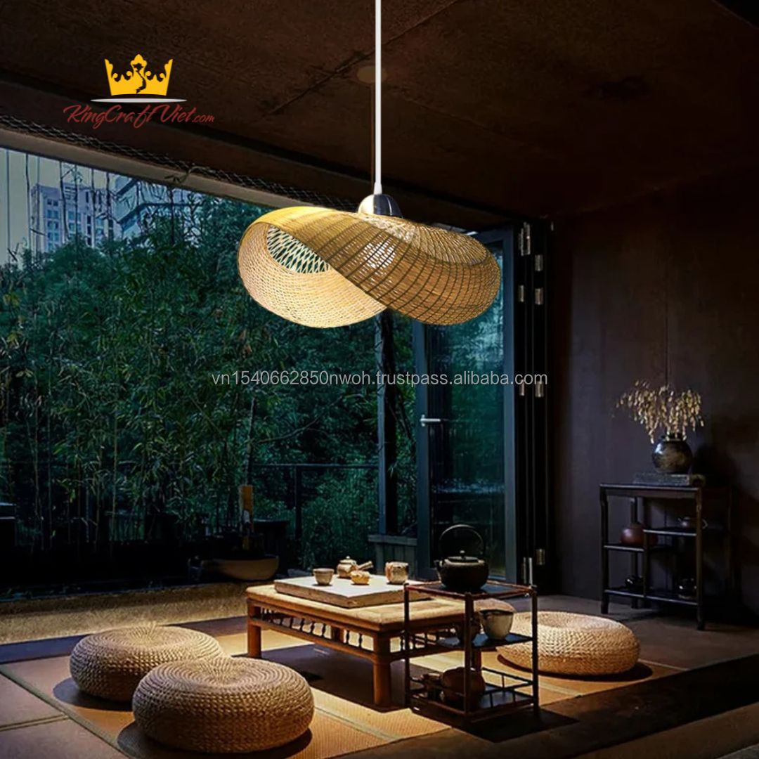 VietNam Wholesale Woven Bamboo Lampshade Hot Chandelier Ceiling Lamps Pendant Light Wholesale from King Craft Viet