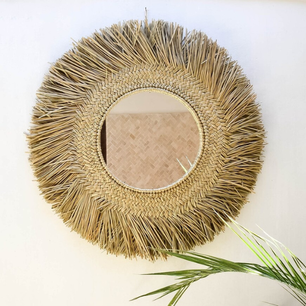 Boho style Handicraft natural Seagrass Mirror Decor Mirror Wall Hangings Home decor wall mirrors home decor luxury FBA Amazon