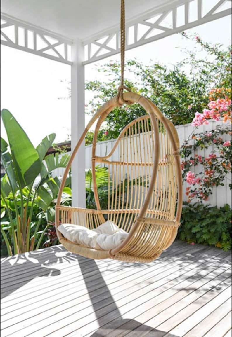 Vietnam Handmade Wicker Natural Rattan Hanging chair Cane Swing Home interior furniture Living Room chair Garden Patio swing