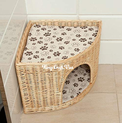 Two Level Wicker Rattan Basket Pet Houses Bed for Pet Cat Small Dog Comfortable Two-tier Cat Pet Bed Vietnam Handmade