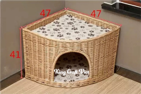 Two Level Wicker Rattan Basket Pet Houses Bed for Pet Cat Small Dog Comfortable Two-tier Cat Pet Bed Vietnam Handmade