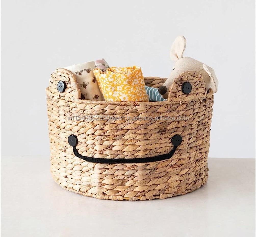 Frog Shape Basket for Laundry Storage Water Hyacinth Basket Safety for Children Wholesale Price