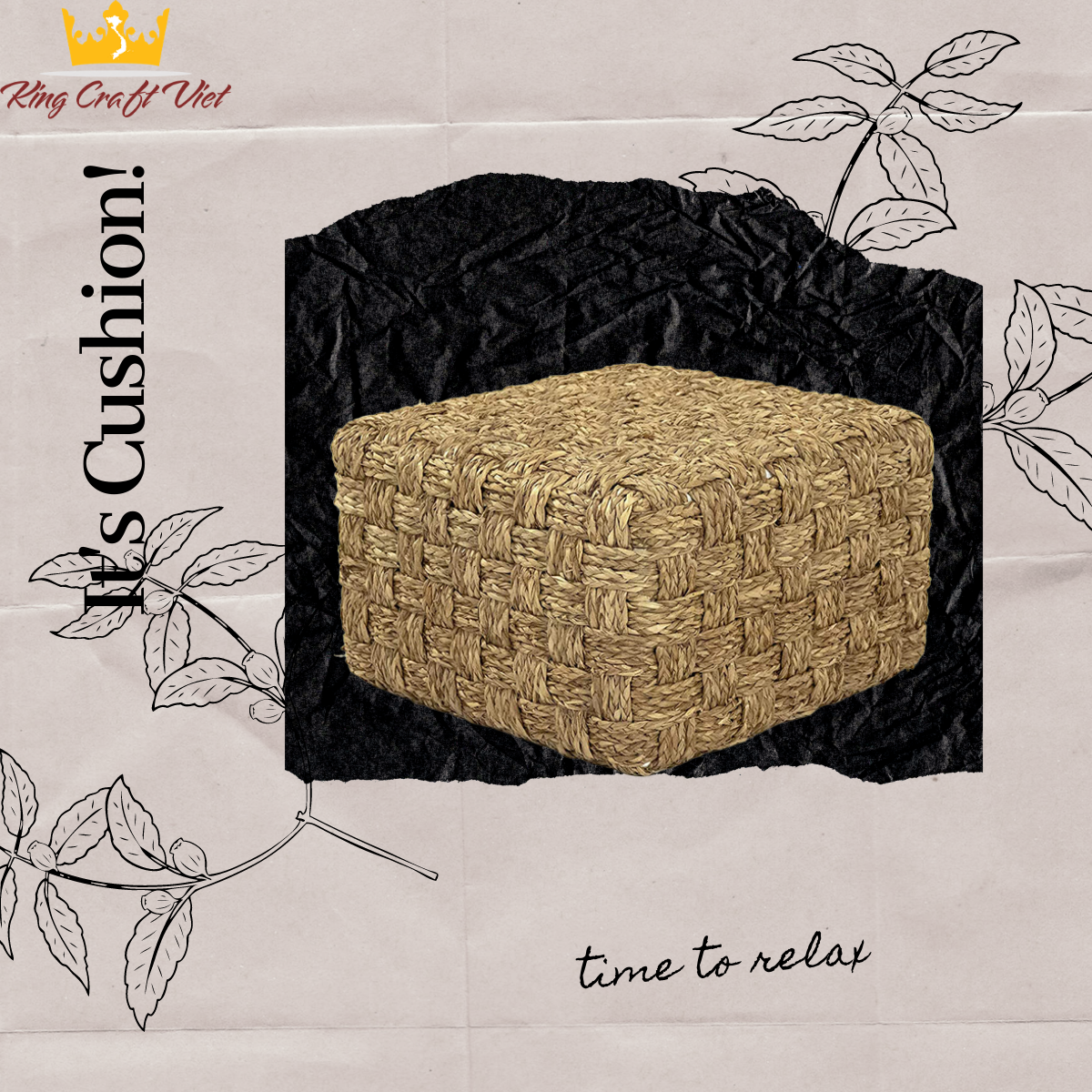 VietNam Elegant and Classy Handwoven Natural Seagrass Cushion Wholesale from King Craft Viet Supplier