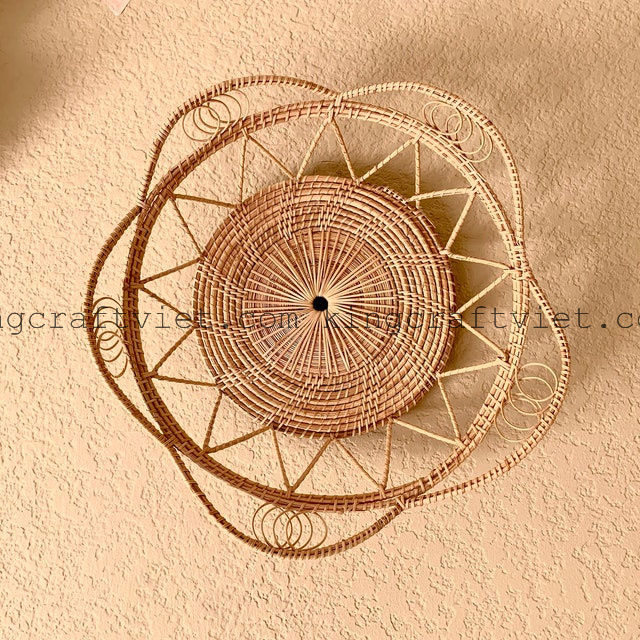 Most Trendy Set 8 of Rattan African Wall Baskets Decor Hanging Bakets for Boho Decor Made by Craftman in Vietnam