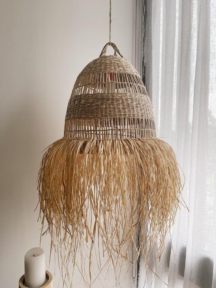 Handwoven Seagrass Lampshade Pendant Light Ceiling Lamp Lightening Lampshade Made by Vietnamese FBA Amazon