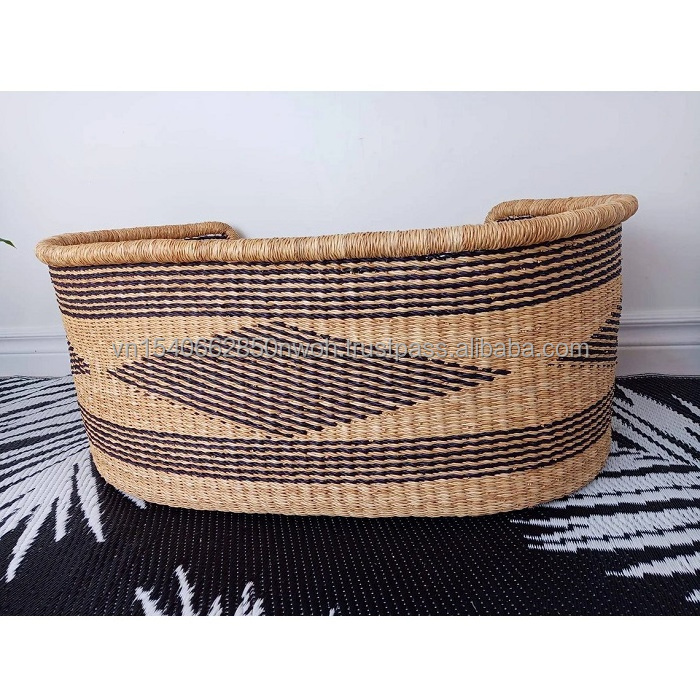 Wholesale Seagrass Dog Bed Puppy Dog Basket Pets Bed House King Craft Viet Manufacturer Handwoven Dog Basket