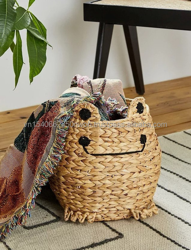 Frog Laundry Basket Sate for Children Storage Basket For Clothing Containing Water Hyacinth Basket