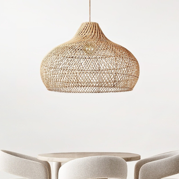 Natural Rattan Pendant Light Modern Organic Farmhouse Bohemian Lampshade Bamboo Rattan Furniture Chandeliers Pendant Light