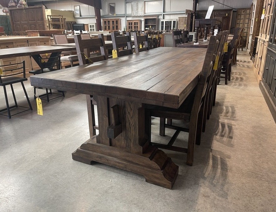 French country furniture industrial style rustic recycled  table rustic natural wood dining table from Viet Nam Pine Acacia Oak