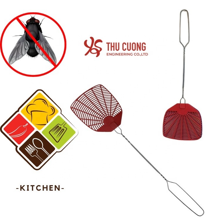 Flying Insect Swatter Extra Long Metal Wire Handle Strong Plastic Blade Manual Swat Set Kill Insects Indoor Outdoor Pest Control