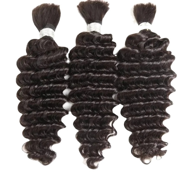 Bulk Deep Wave Hair Extensions 100% Vietnamese Human Hair Available in 8-32 Inches No Genius Weft Virgin Hair