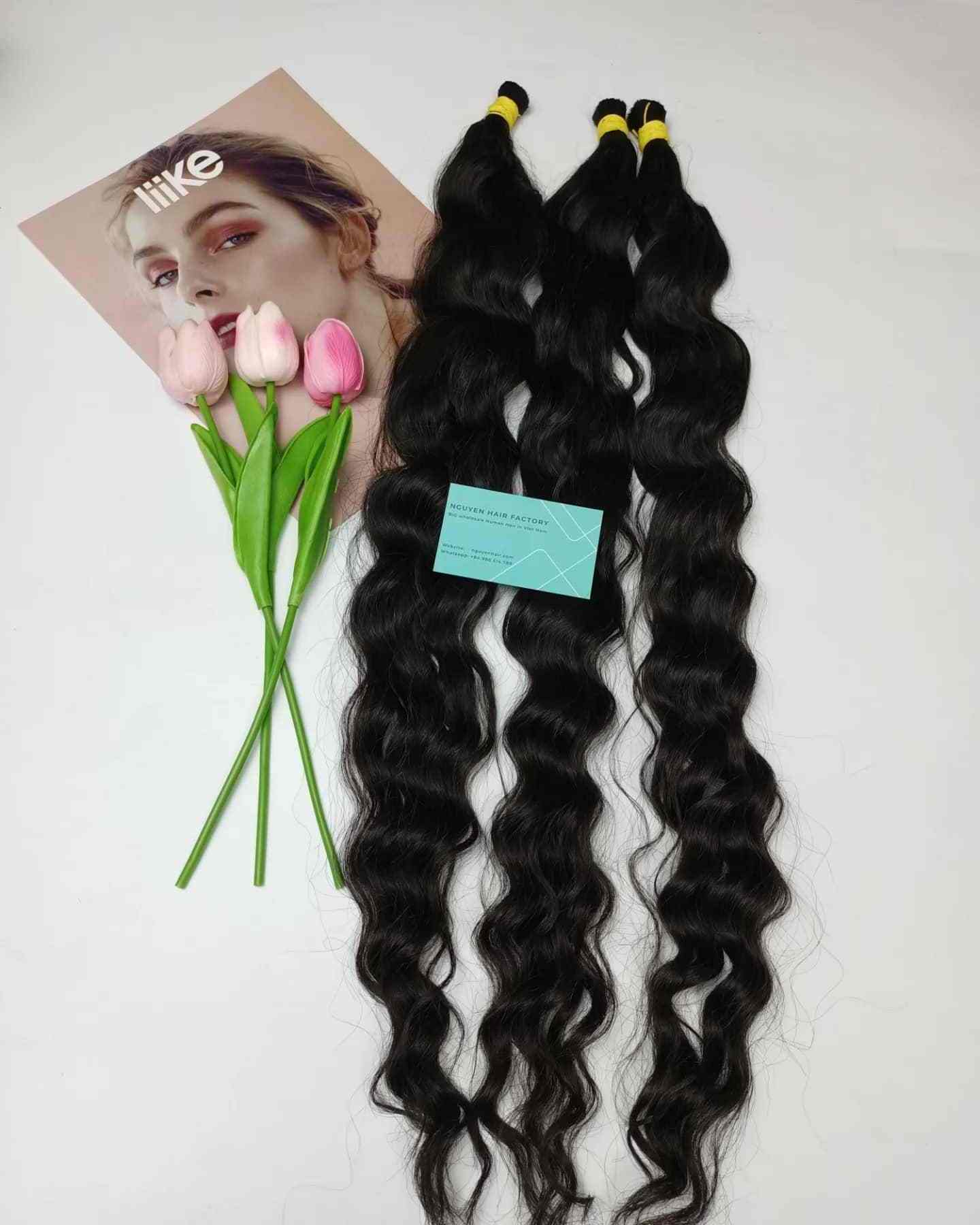 Wholesale Natural Wave Bulk Hair Extensions Customized Color No Genius Weft From Vietnamese Virgin Hair