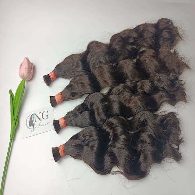 Wholesale Natural Wave Bulk Hair Extensions Customized Color No Genius Weft From Vietnamese Virgin Hair