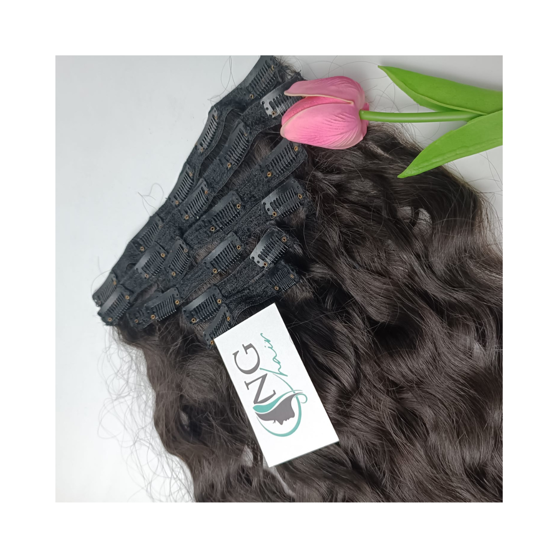 Vietnamese Human Hair Natural Wave Clip In Hair Extensions Manufactured In Vietnam 100gram/bundle Can Be Dyed and Durable