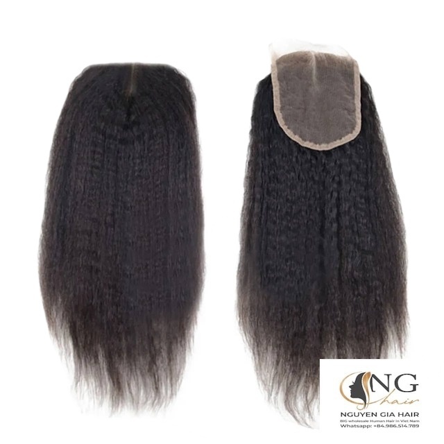 100% Vietnamese Human Hair Extensions Straight Kinky Straight Style with HD Transparent Lace Closure No Genius Weft