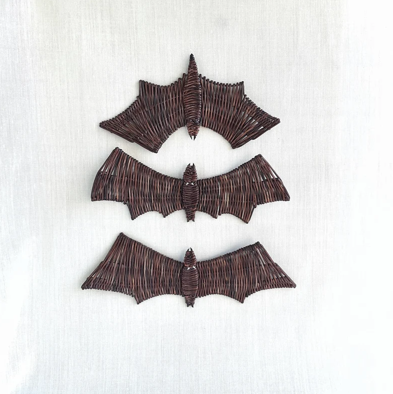 Vietnam Handmade Wholesale Halloween wicker wall decor Hanging scary bats for Home Wall Hanging