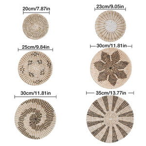 A set of 6 Natural Rattan and Bamboo  Wall Decor,Plate Basket wall hanging