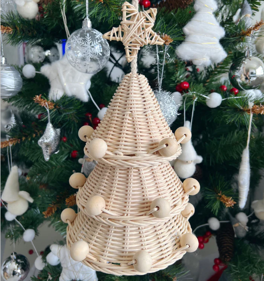 New Collection Rattan Straw Wall Sticker Rattan Christmas tree Decoration Weaving for Organizing Room Vietnam