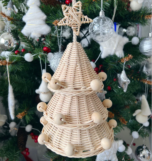 New Collection Rattan Straw Wall Sticker Rattan Christmas tree Decoration Weaving for Organizing Room Vietnam