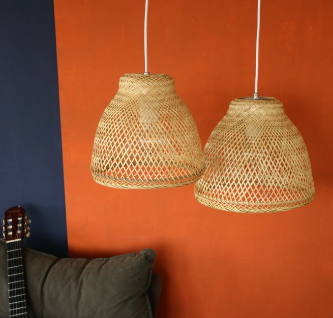 New Design natural material Hanging Bamboo Hanging Light Fixture woven by hands  Perfect Modern Table Decor vintage style