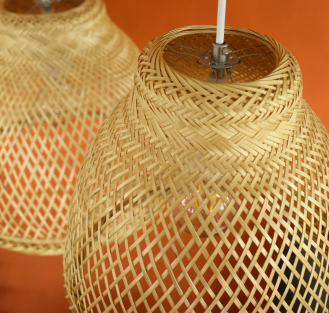 New Design natural material Hanging Bamboo Hanging Light Fixture woven by hands  Perfect Modern Table Decor vintage style