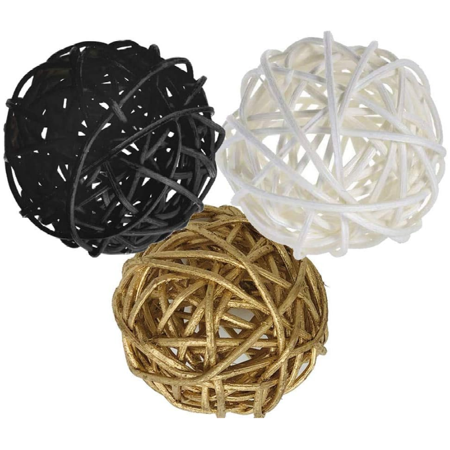 High quality Eco-friendly Wicker Halloween White Black Gold zorpia 24 Pieces 2 inch Ball Luxury Decor 2023 made in Vietnam