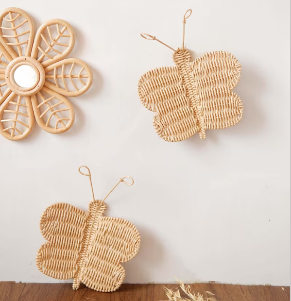 New Accessories Rattan Wicker Butterfly Kids Decor Wall Hanging  Round Wicker Kitchen Dining Tables mutil function