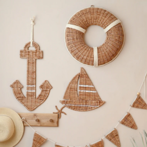 New Design BOHO Wicker rattan nursery Set of Nautical Style Anchor,life buoy,Boat for Home, Style Cute Made in Vietnam