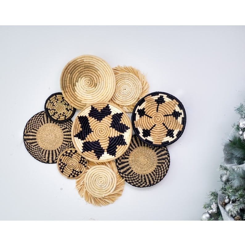 High quality set of 9 weaving seagrass round wall hanging Made in Vietnam for home decor