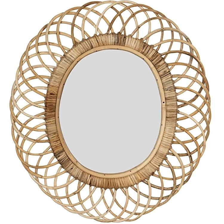 Wholesales Seagrass Round Wall Mirror Wall Hanging Decorations for Bedroom Made in Vietnam.