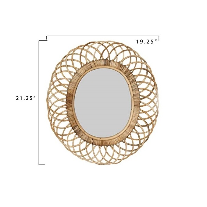 Wholesales Seagrass Round Wall Mirror Wall Hanging Decorations for Bedroom Made in Vietnam.