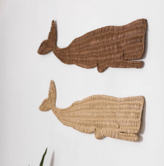 Best Selling Rattan Woven Whale Coastal Wall Art Decorations for Home, Wall Hanging Made in Vietnam