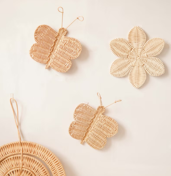 New Accessories Rattan Wicker Butterfly Kids Decor Wall Hanging  Round Wicker Kitchen Dining Tables mutil function