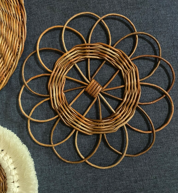 New Design  Rattan Weaving Set of 3 cotton yarn Rattan Daisy Wall Decorations for Living Room Style Luxury Made in Vietnam