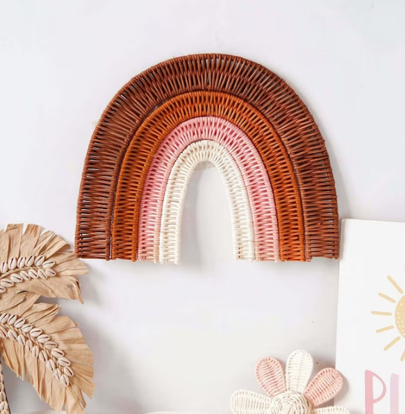 High quality Eco-friendly Wicker Baby Girl Nursery Shelf Rainbow Luxury Decor 2023 made in Vietnam