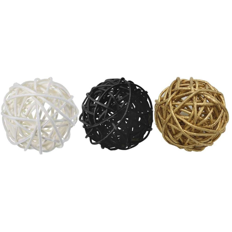 High quality Eco-friendly Wicker Halloween White Black Gold zorpia 24 Pieces 2 inch Ball Luxury Decor 2023 made in Vietnam